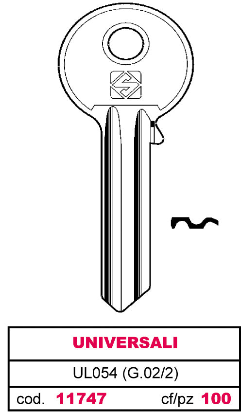 Silca CHIAVE OTTONE UL054 (G.VAC 2) UNIVERSALE 100.00 pz