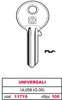 Silca CHIAVE OTTONE UL058 (G.VAB 0) UNIVERSALE 100.00 pz