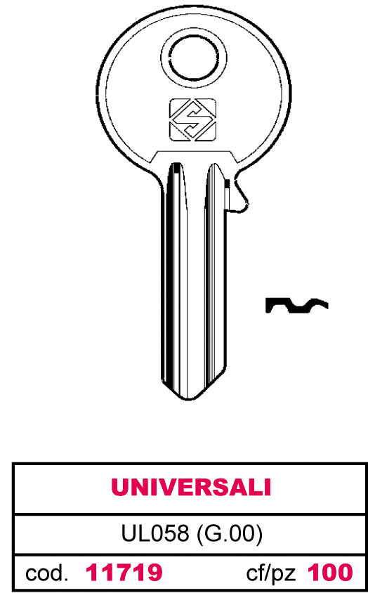 Silca CHIAVE OTTONE UL058 (G.VAB 0) UNIVERSALE 100.00 pz