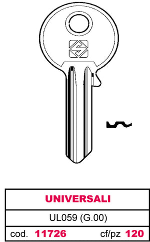 Silca CHIAVE OTTONE UL059 (G.VAB 0) UNIVERSALE 20.00 pz