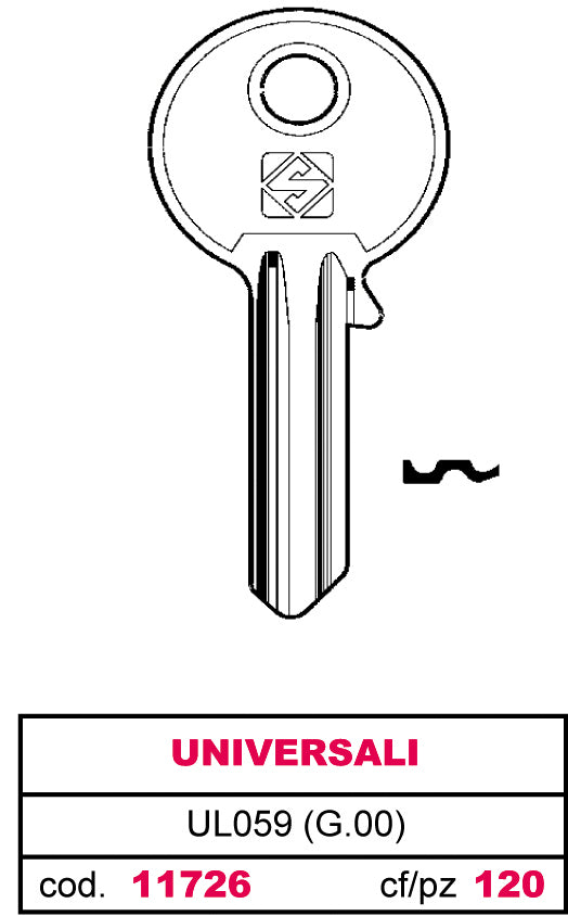Silca CHIAVE OTTONE UL059 (G.VAB 0) UNIVERSALE 20.00 pz