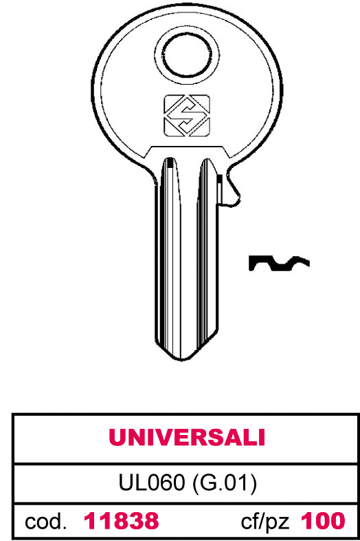 Silca CHIAVE OTTONE UL060 (G.VAB 0) UNIVERSALE 100.00 pz