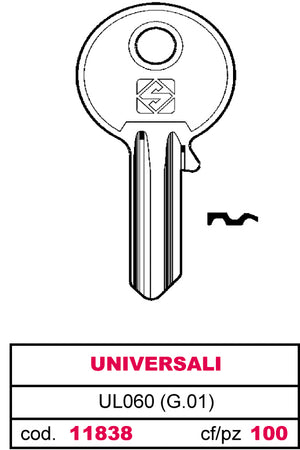 Silca CHIAVE OTTONE UL060 (G.VAB 0) UNIVERSALE 100.00 pz