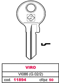 Silca CHIAVE OTTONE VI086 (G.VAC 2) VIRO 50.00 pz