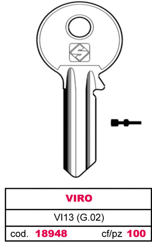 Silca CHIAVE OTTONE VI13 (G.VAC 0) VIRO 20.00 pz