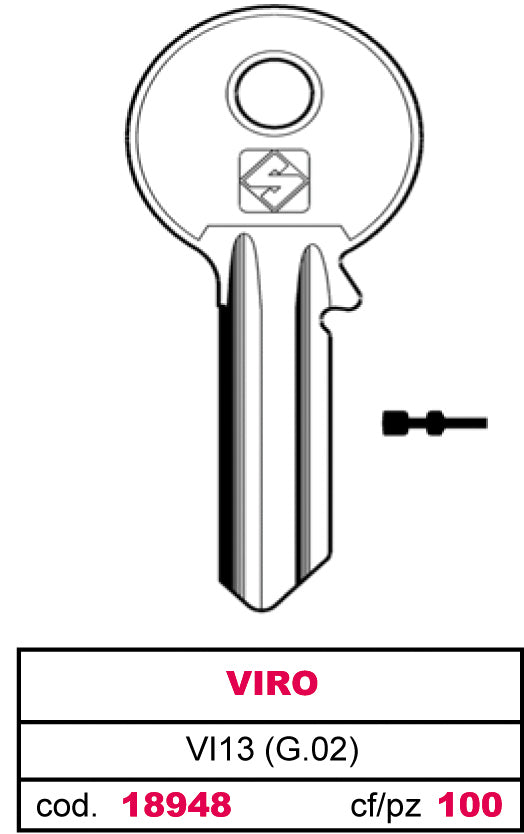 Silca CHIAVE OTTONE VI13 (G.VAC 0) VIRO 20.00 pz