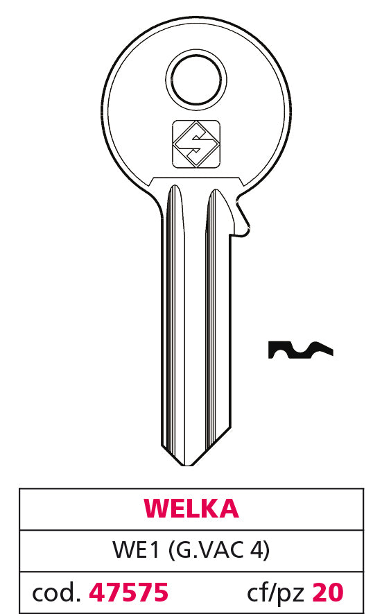 Silca CHIAVE OTTONE WE1 (G. VAC 4) WELKA 20.00 pz