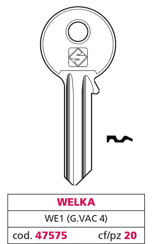 Silca CHIAVE OTTONE WE1 (G. VAC 4) WELKA 20.00 pz