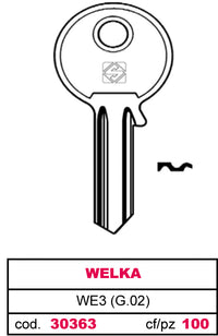 Silca CHIAVE OTTONE WE3 (G.VAC 4) WELKA 20.00 pz