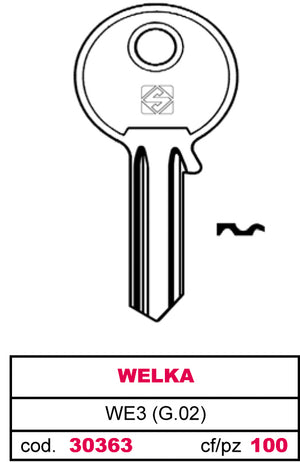 Silca CHIAVE OTTONE WE3 (G.VAC 4) WELKA 20.00 pz