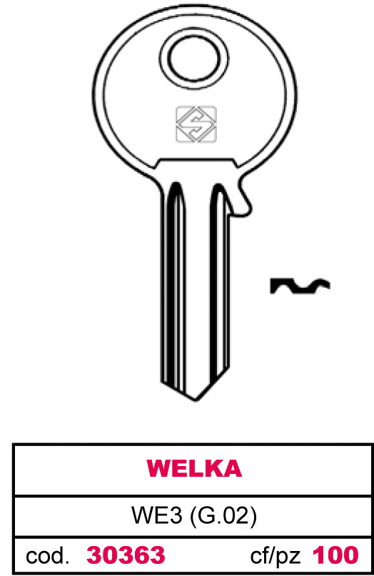 Silca CHIAVE OTTONE WE3 (G.VAC 4) WELKA 20.00 pz