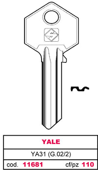 Silca CHIAVE OTTONE YA31 (G.VAC 2) YALE 100.00 pz
