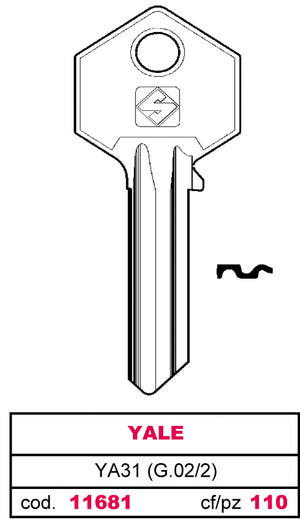 Silca CHIAVE OTTONE YA31 (G.VAC 2) YALE 100.00 pz