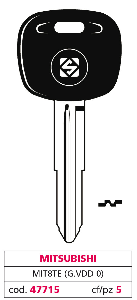Silca CHIAVE PER AUTO MIT8TE (G. VDD 0) MITSUBISHI 5.00 pz