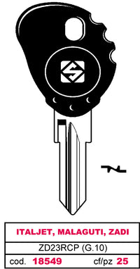 Silca CHIAVE PER AUTO OLC ZD23RCP (G.VAK 0) ITALJET, MALAGUTI, ZADI 5.00 pz