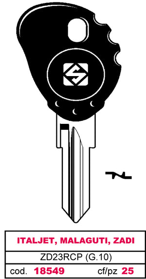Silca CHIAVE PER AUTO OLC ZD23RCP (G.VAK 0) ITALJET, MALAGUTI, ZADI 5.00 pz