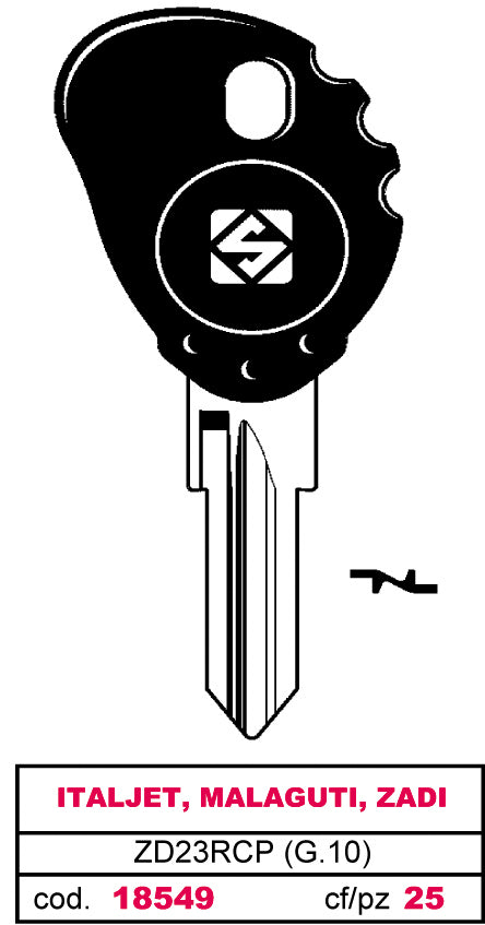 Silca CHIAVE PER AUTO OLC ZD23RCP (G.VAK 0) ITALJET, MALAGUTI, ZADI 5.00 pz