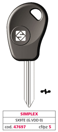 Silca CHIAVE PER AUTO SX9TE (G. VDD 0) SIMPLEX 5.00 pz