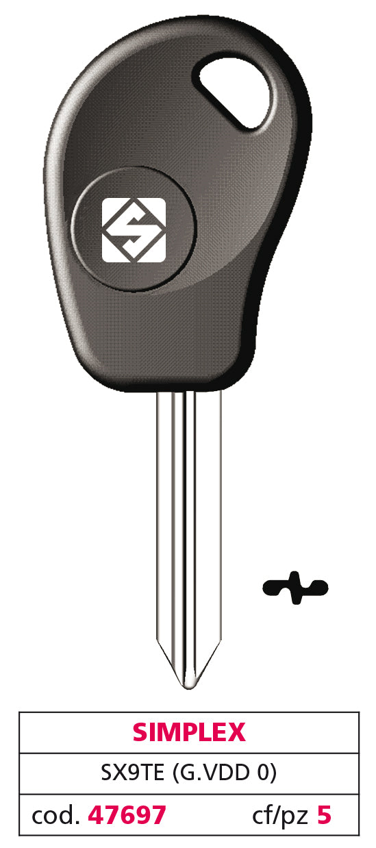 Silca CHIAVE PER AUTO SX9TE (G. VDD 0) SIMPLEX 5.00 pz