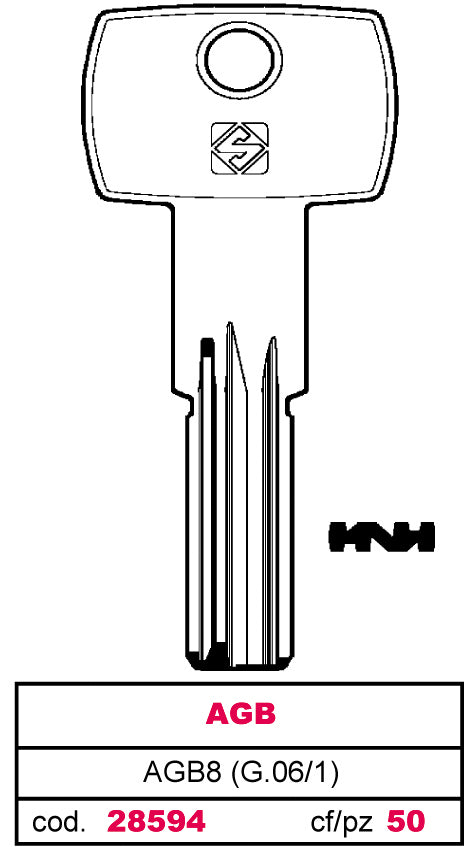 Silca CHIAVE PUNZONATA OTTONE AGB8 (G.VAG 1) AGB 10.00 pz
