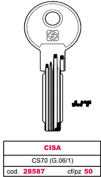 Silca CHIAVE PUNZONATA OTTONE CS70 (G.VAG 1) CISA 10.00 pz