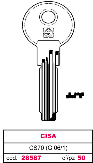 Silca CHIAVE PUNZONATA OTTONE CS70 (G.VAG 1) CISA 10.00 pz