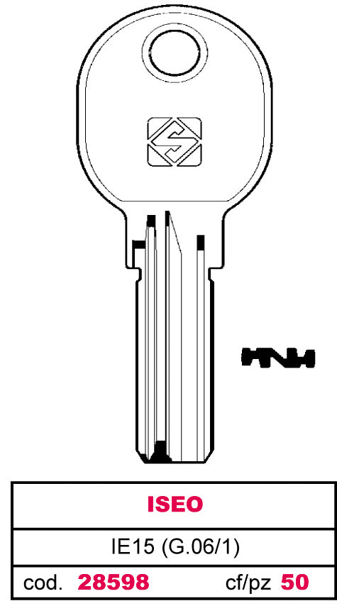 Silca CHIAVE PUNZONATA OTTONE IE15 (G.VAG 1) ISEO 10.00 pz