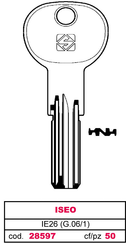 Silca CHIAVE PUNZONATA OTTONE IE26 (G.VAG 1) ISEO 10.00 pz