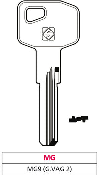Silca CHIAVE PUNZONATA OTTONE MG9 (G. VAG 2) MG 5.00 pz
