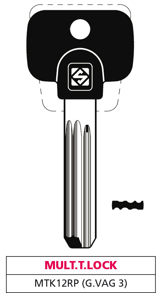 Silca CHIAVE PUNZONATA OTTONE MTK12RP (G. VAG 3) MUL.T.LOCK 5.00 pz