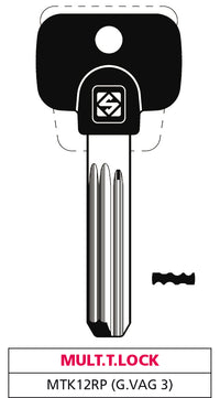 Silca CHIAVE PUNZONATA OTTONE MTK12RP (G. VAG 3) MUL.T.LOCK 5.00 pz