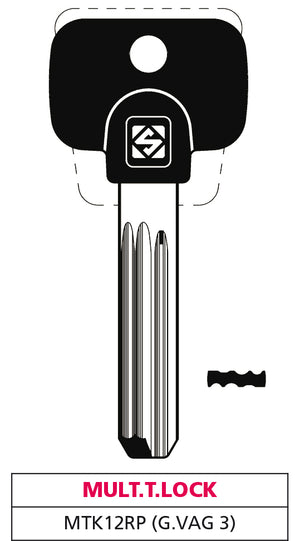 Silca CHIAVE PUNZONATA OTTONE MTK12RP (G. VAG 3) MUL.T.LOCK 5.00 pz