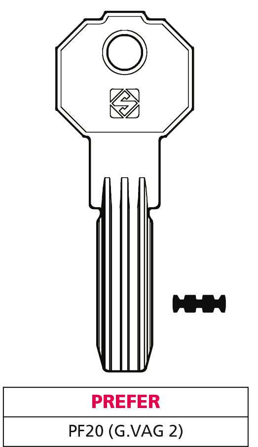 Silca CHIAVE PUNZONATA OTTONE PF20 (G. VAG 2) PREFER 5.00 pz