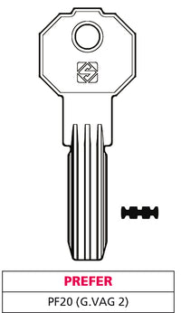 Silca CHIAVE PUNZONATA OTTONE PF20 (G. VAG 2) PREFER 5.00 pz
