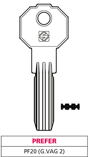 Silca CHIAVE PUNZONATA OTTONE PF20 (G. VAG 2) PREFER 5.00 pz