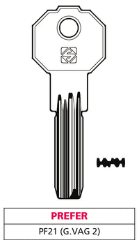 Silca CHIAVE PUNZONATA OTTONE PF21 (G. VAG 2) PREFER 5.00 pz