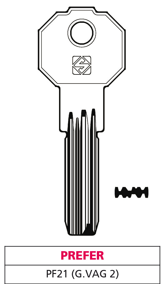 Silca CHIAVE PUNZONATA OTTONE PF21 (G. VAG 2) PREFER 5.00 pz