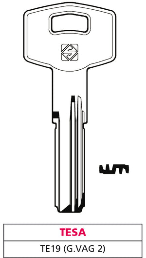 Silca CHIAVE PUNZONATA OTTONE TE19 (G. VAG 2) TESA 5.00 pz