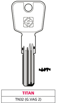 Silca CHIAVE PUNZONATA OTTONE TN32 (G. VAG 2) TITAN 5.00 pz
