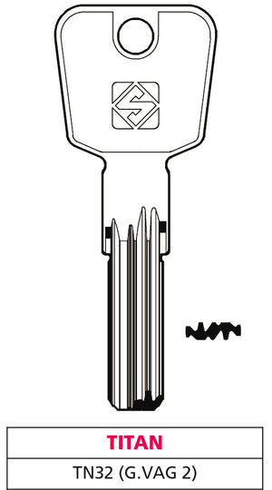 Silca CHIAVE PUNZONATA OTTONE TN32 (G. VAG 2) TITAN 5.00 pz