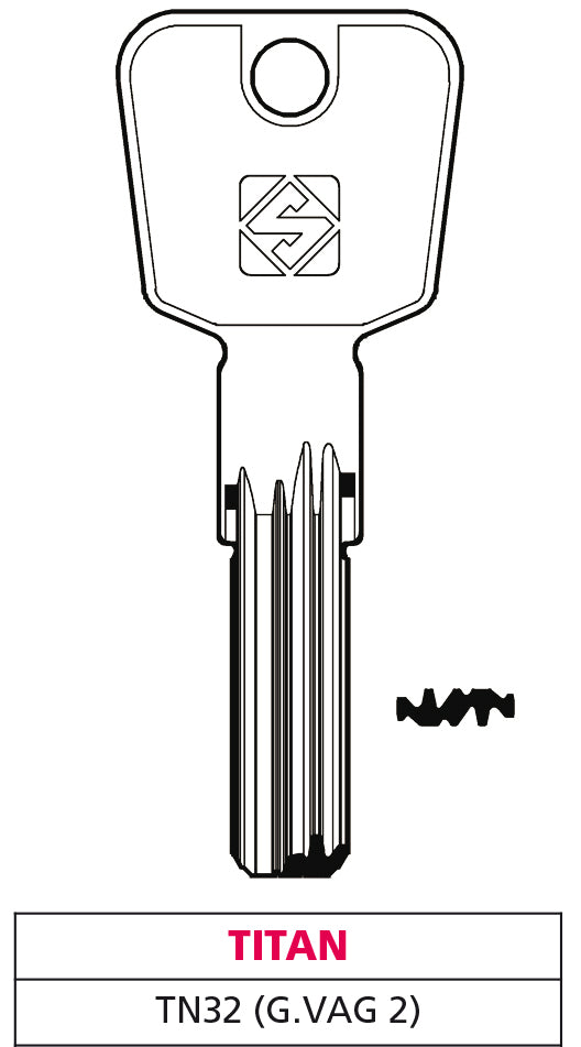 Silca CHIAVE PUNZONATA OTTONE TN32 (G. VAG 2) TITAN 5.00 pz