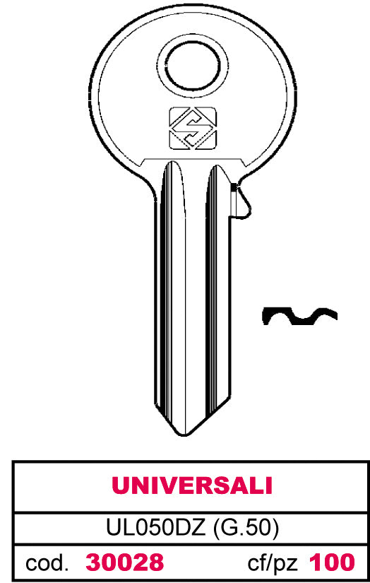 Silca CHIAVE SILKY OTTONE UL050DZ (G.VGB 0) UNIVERSALE 100.00 pz