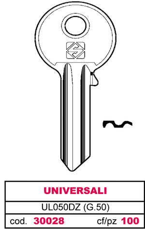 Silca CHIAVE SILKY OTTONE UL050DZ (G.VGB 0) UNIVERSALE 100.00 pz