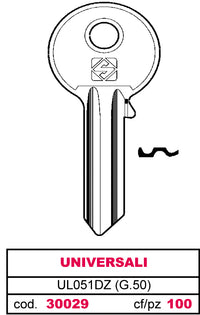 Silca CHIAVE SILKY OTTONE UL051DZ (G.VGB 0) UNIVERSALE 100.00 pz