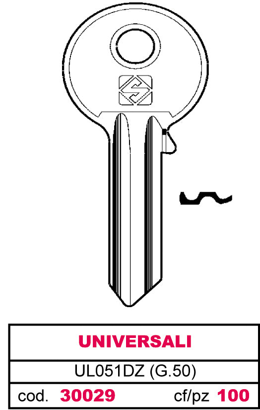 Silca CHIAVE SILKY OTTONE UL051DZ (G.VGB 0) UNIVERSALE 100.00 pz