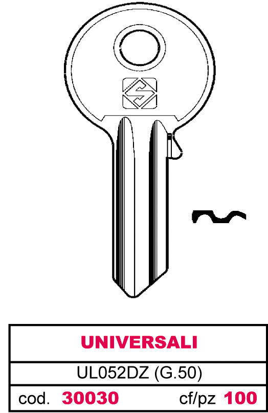 Silca CHIAVE SILKY OTTONE UL052DZ (G.VGB 0) UNIVERSALE 100.00 pz