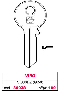 Silca CHIAVE SILKY OTTONE VI080DZ (G.VGB 1) VIRO 100.00 pz