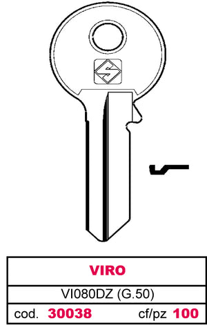 Silca CHIAVE SILKY OTTONE VI080DZ (G.VGB 1) VIRO 100.00 pz