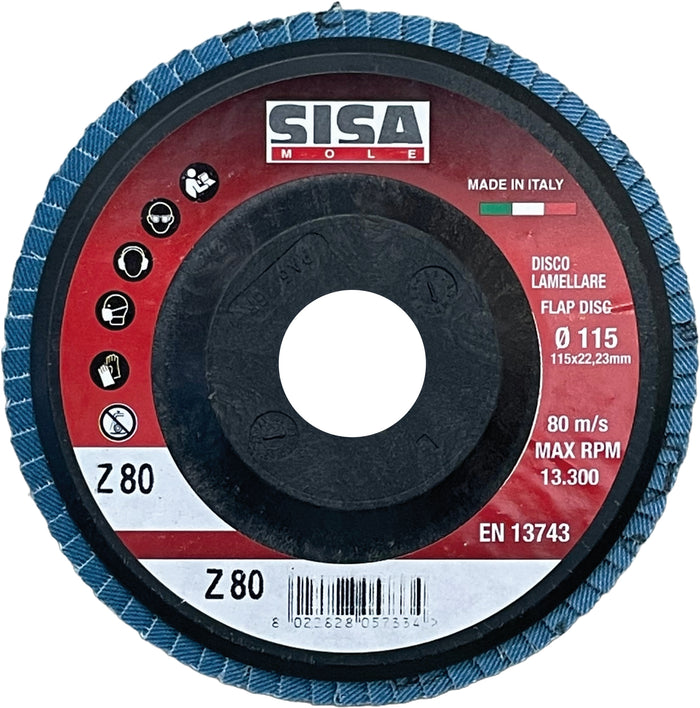 Sisa Mole DISCO LAMELLARE ALLO ZIRCONIO Ø mm. 115 - foro 22 grana 120 25.00 pz