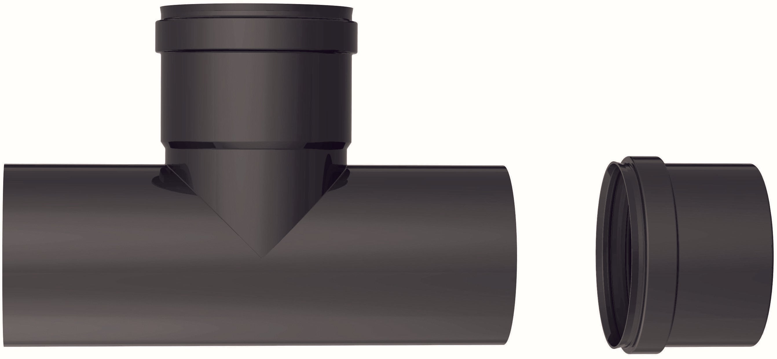 Smalbo RACCORDO A T PER STUFE A PELLET Col. Nero opaco  (M/F) Ø cm.10 2.00 pz